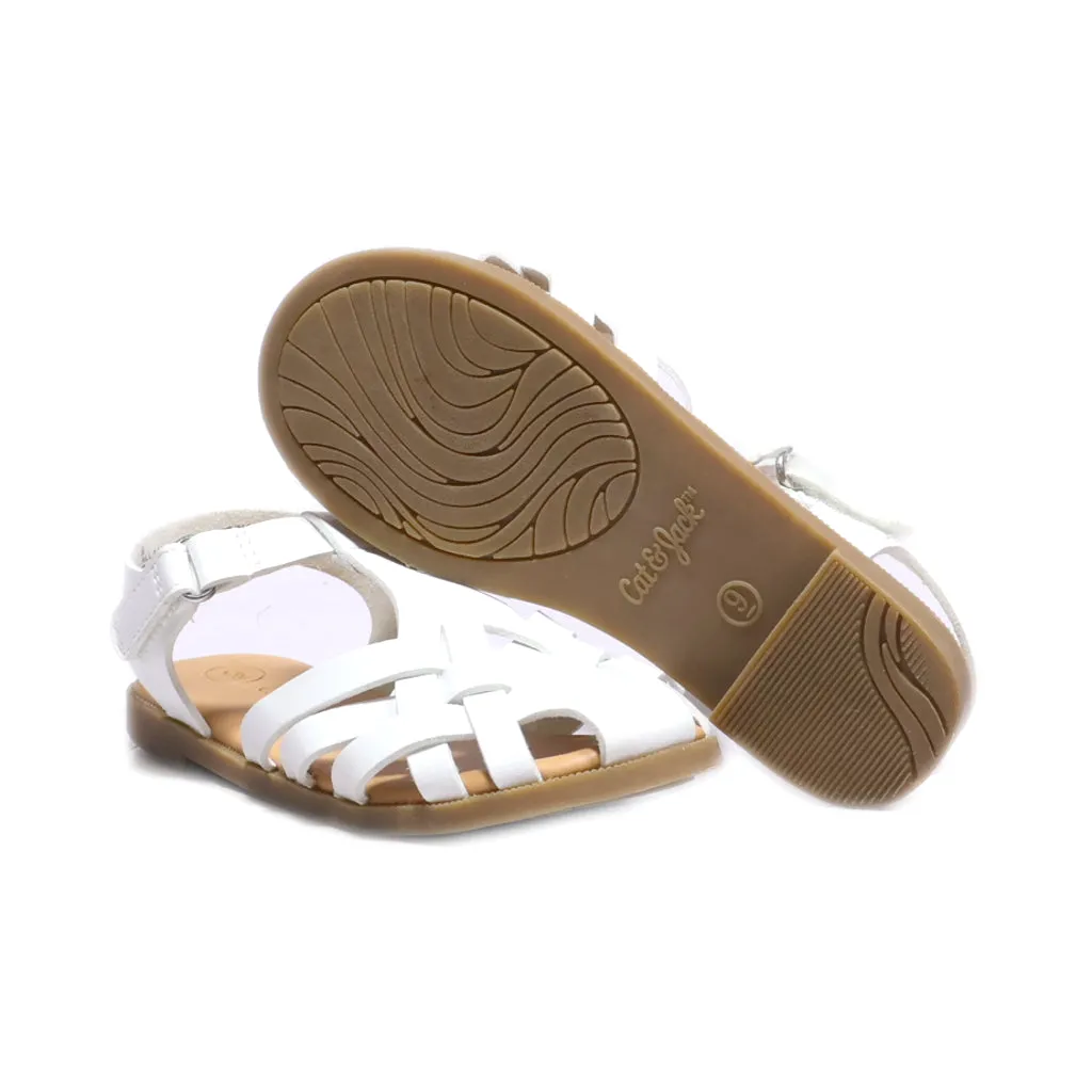 Cat & Jack Flat Sandals Leather White Colour For Kids