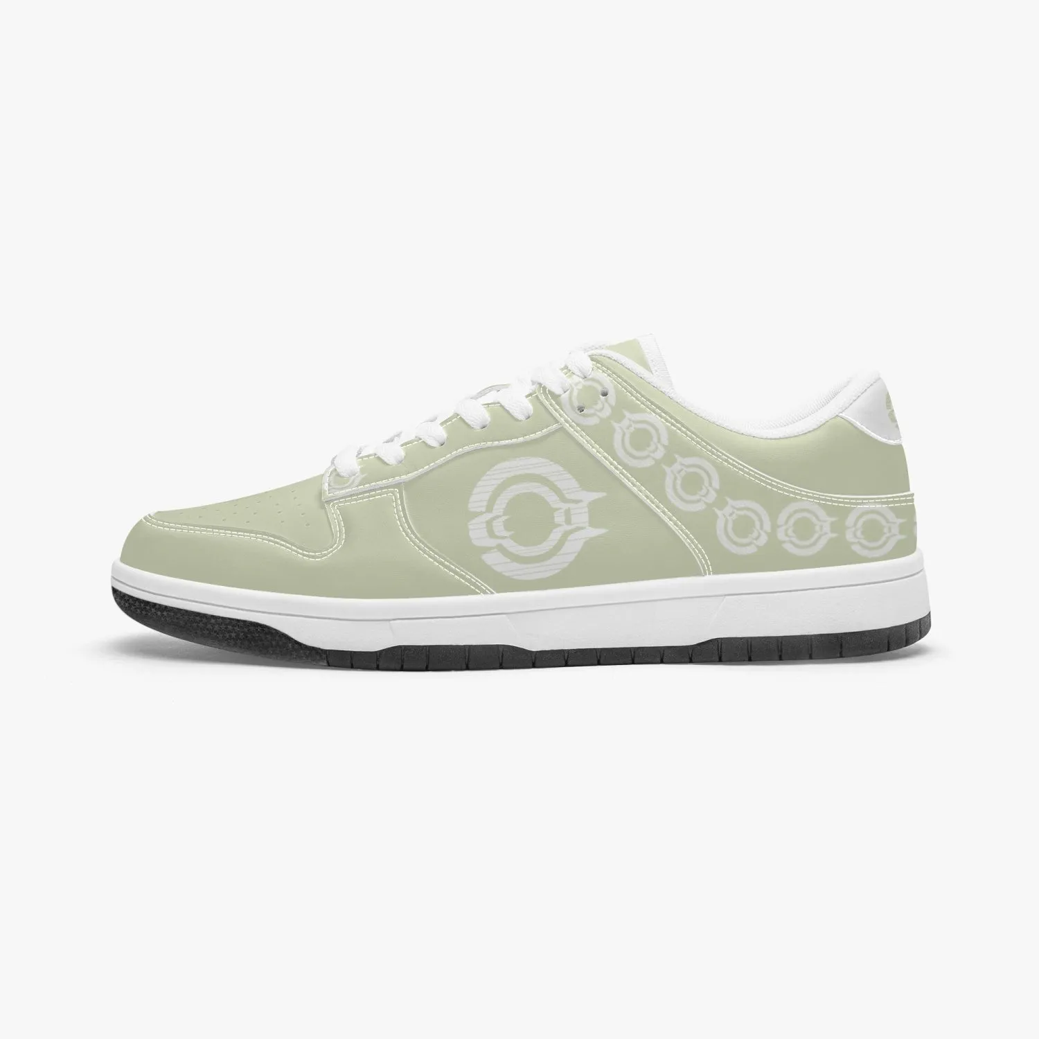 Dunk Stylish Low-Top Leather Sneakers Beige-White logo