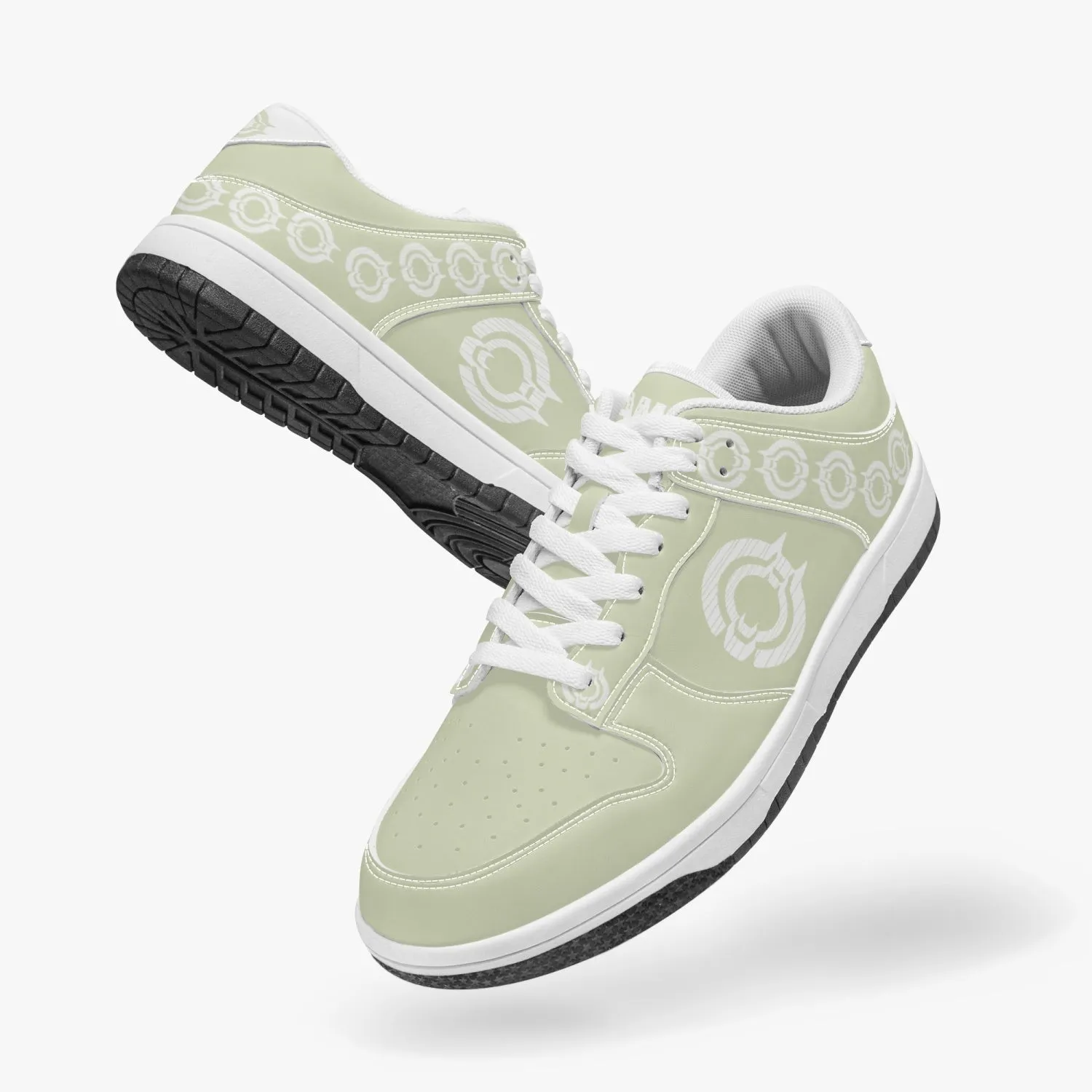 Dunk Stylish Low-Top Leather Sneakers Beige-White logo