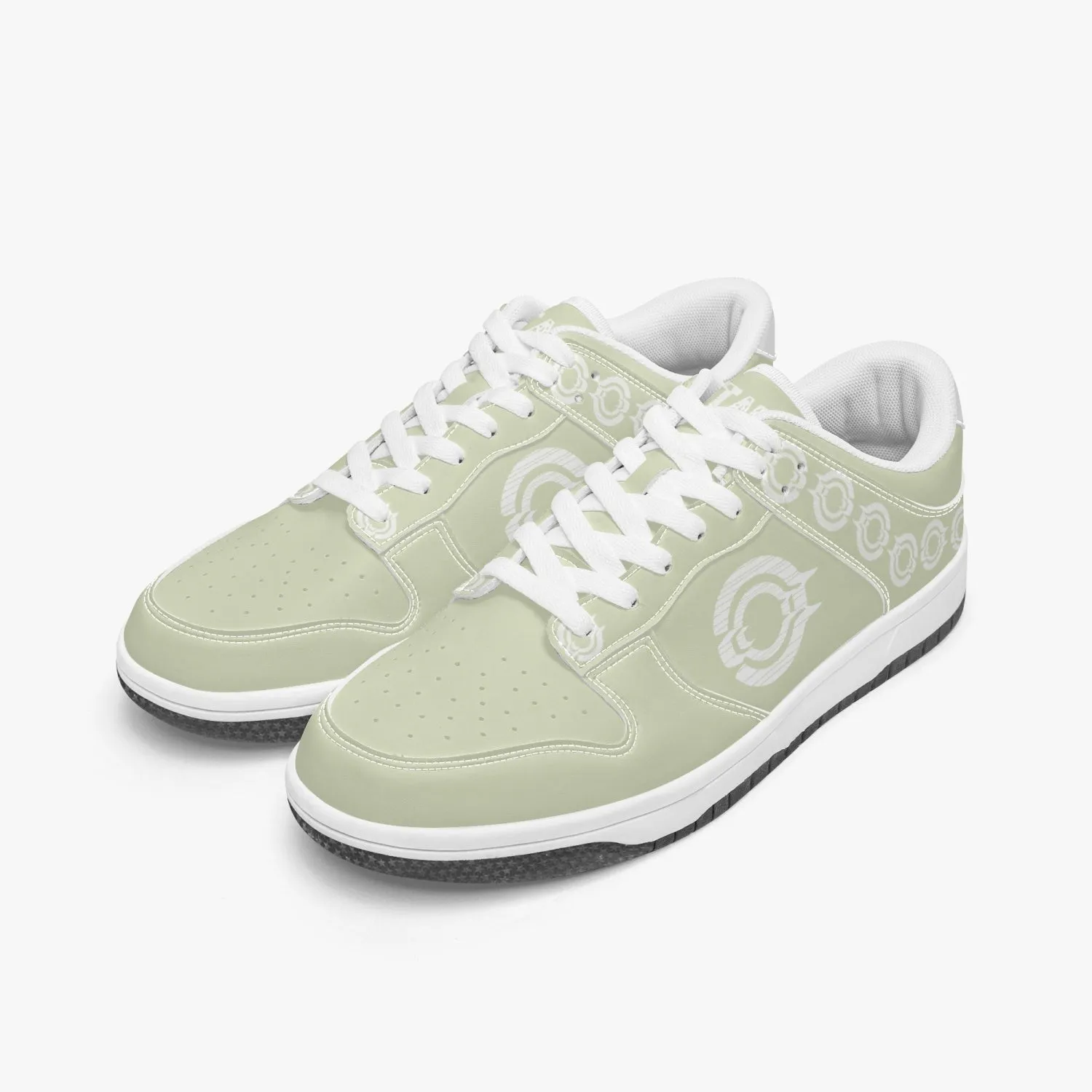 Dunk Stylish Low-Top Leather Sneakers Beige-White logo