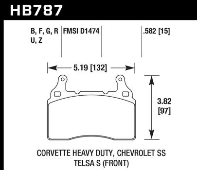 Hawk HPS Brake Pads Corvette Heavy Duty (2015) Front Set HB787F.582