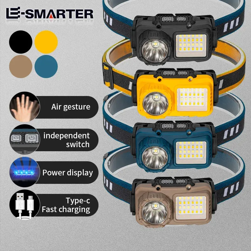 High Power Fishing Headlamp Rechargeable Motion Sensor Headlight Camping Hiking Led Flashlights