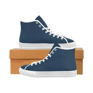 Men's Sailor Blue Solids Print High Top Canvas Shoes