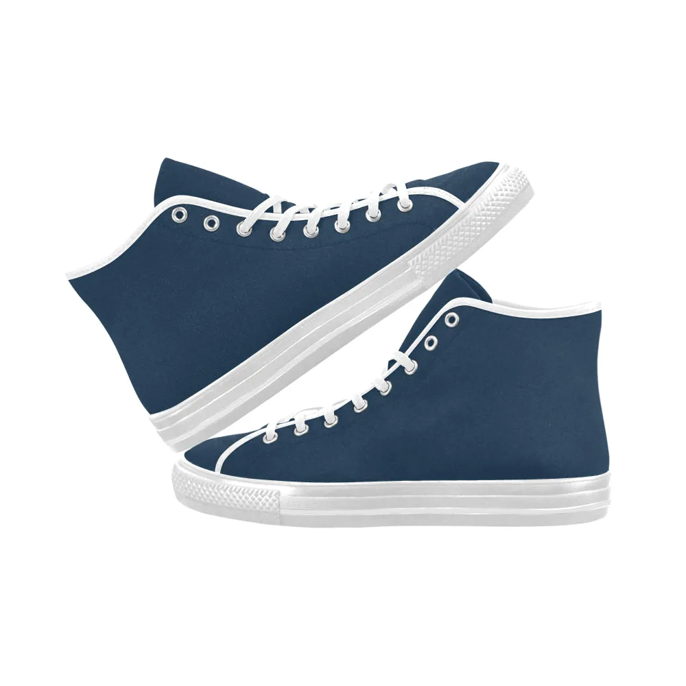 Men's Sailor Blue Solids Print High Top Canvas Shoes