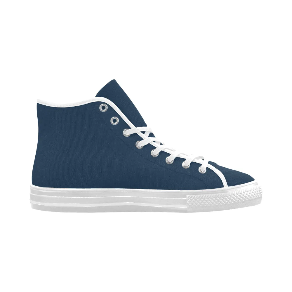 Men's Sailor Blue Solids Print High Top Canvas Shoes