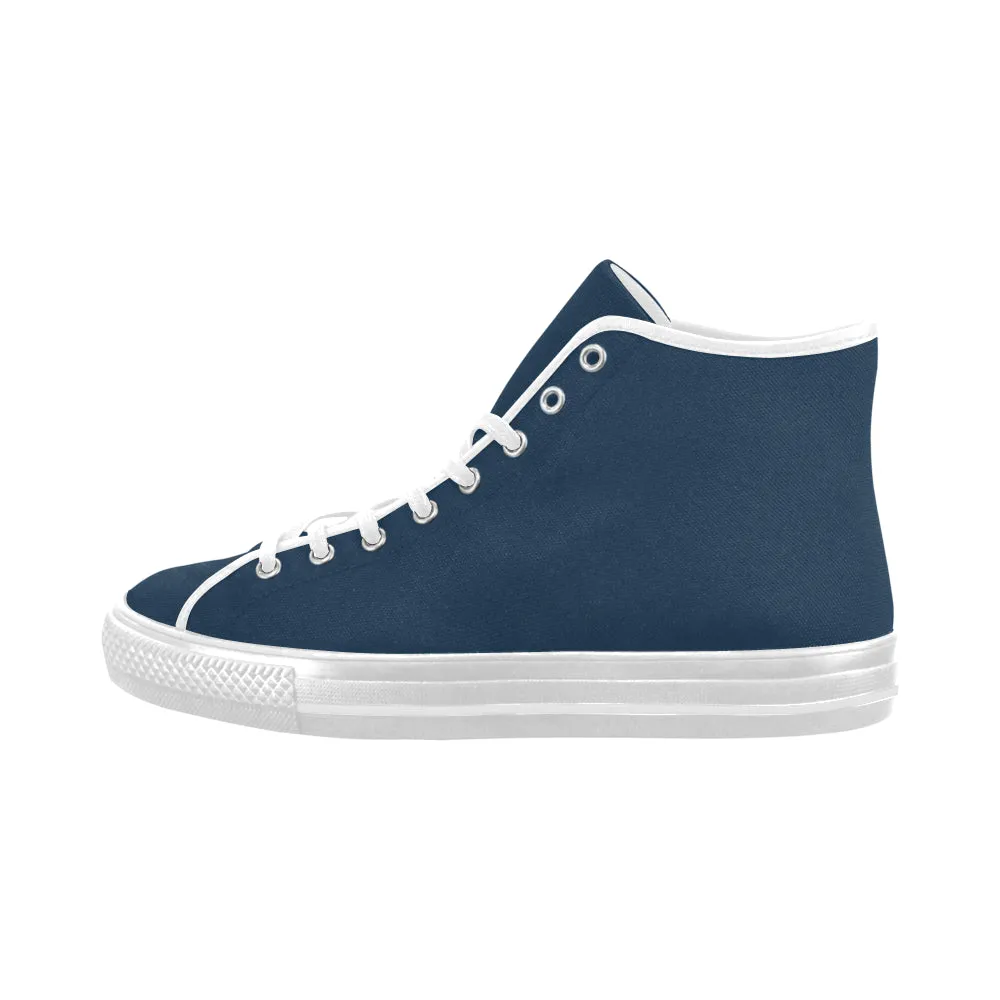 Men's Sailor Blue Solids Print High Top Canvas Shoes