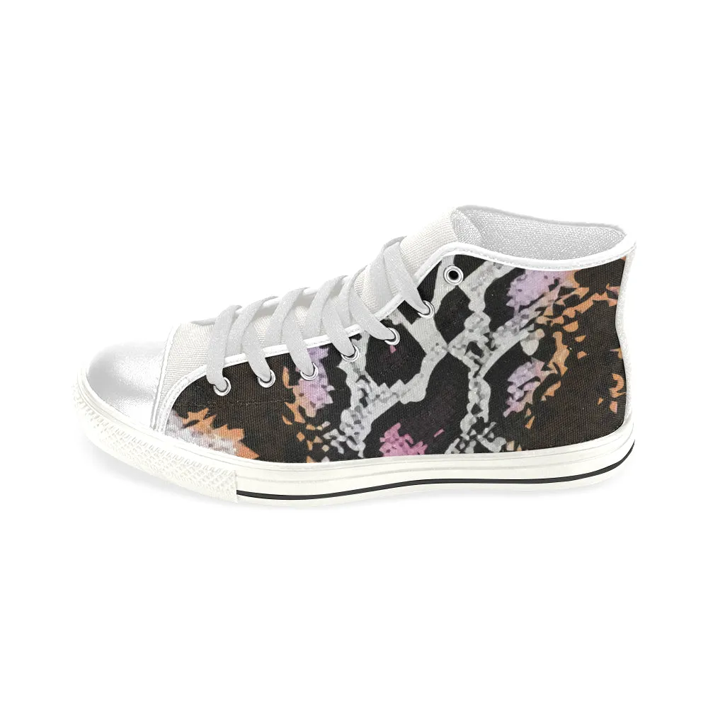 Men's Snake Print Canvas High Top Shoes