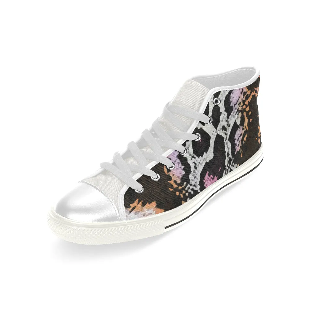 Men's Snake Print Canvas High Top Shoes