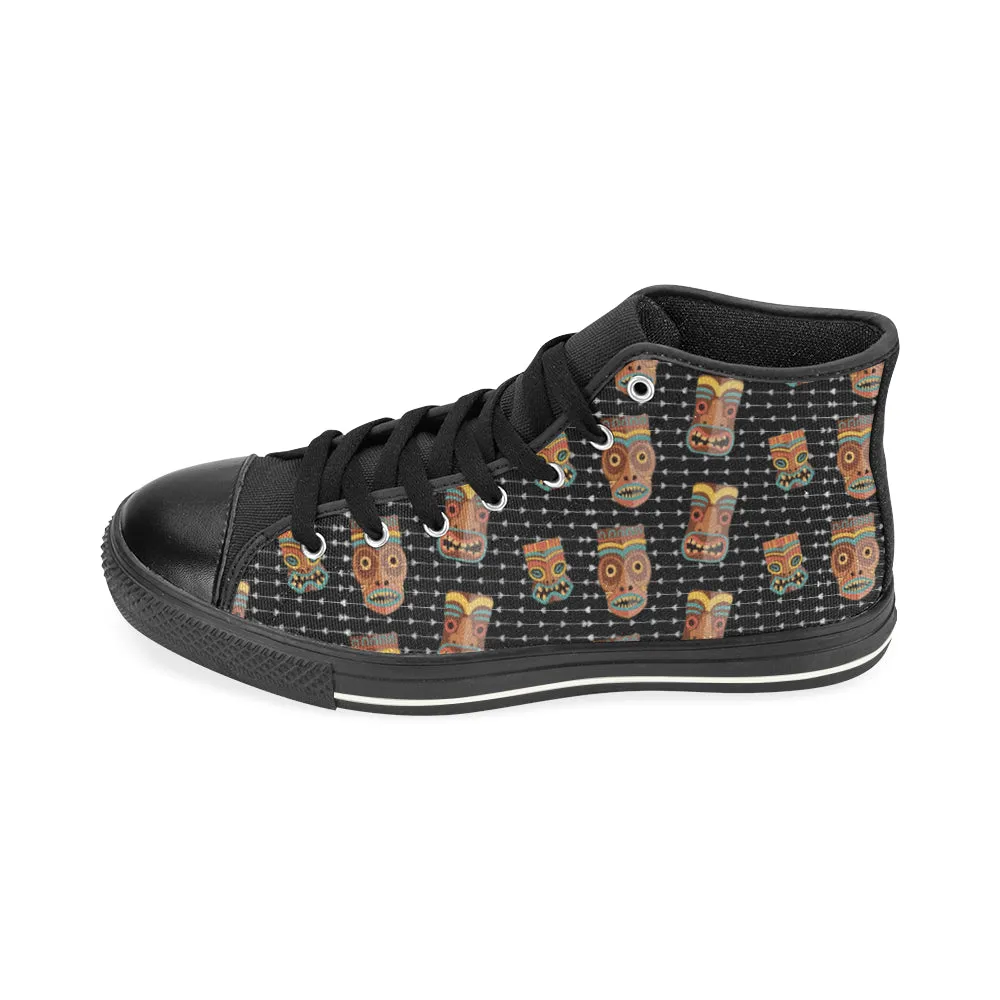 Men's Tribal Face Mask Print High Top Canvas Shoes