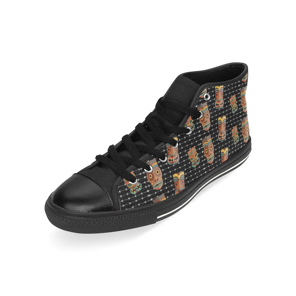 Men's Tribal Face Mask Print High Top Canvas Shoes