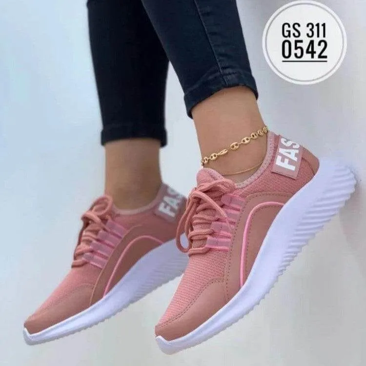 Mesh Sneakers Women Lace Up Running Shoes