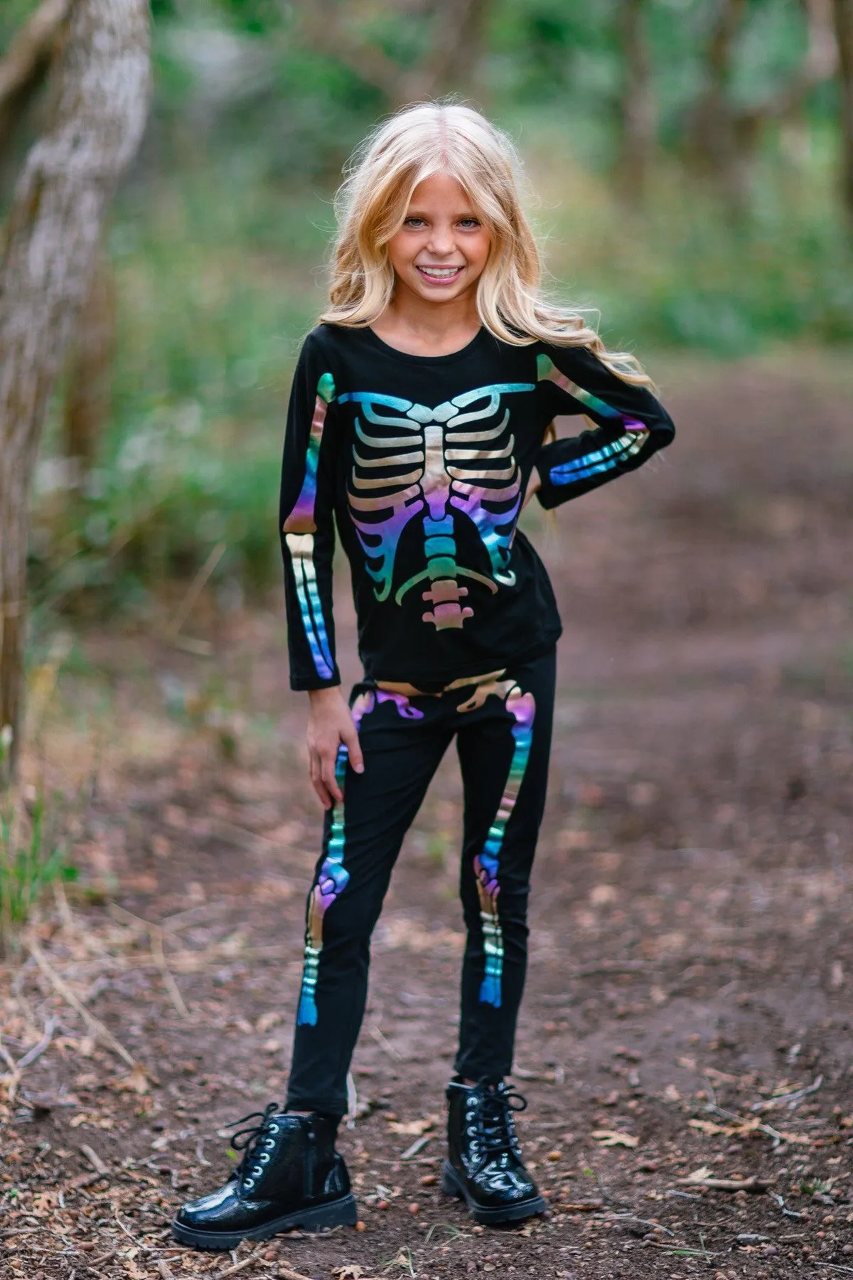 Mom & Me - Holographic Skeleton Costume Set