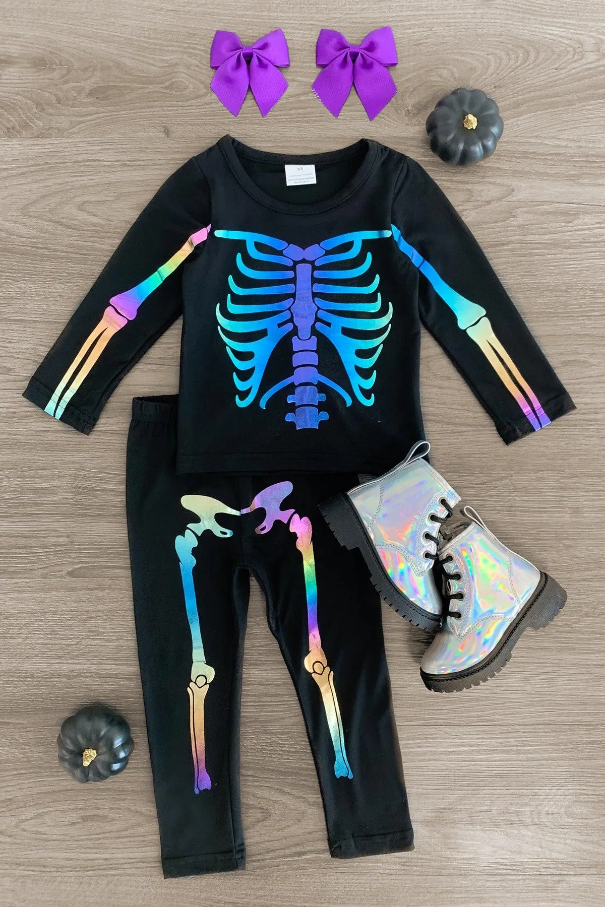 Mom & Me - Holographic Skeleton Costume Set