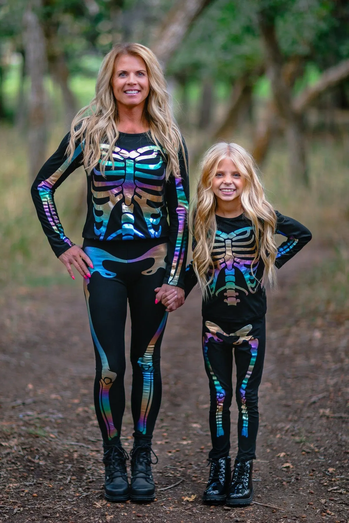 Mom & Me - Holographic Skeleton Costume Set