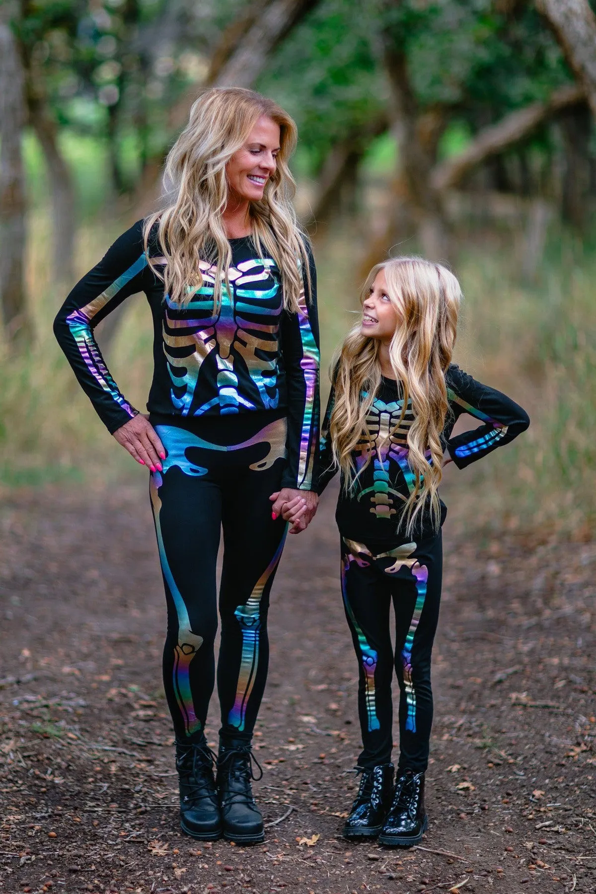 Mom & Me - Holographic Skeleton Costume Set