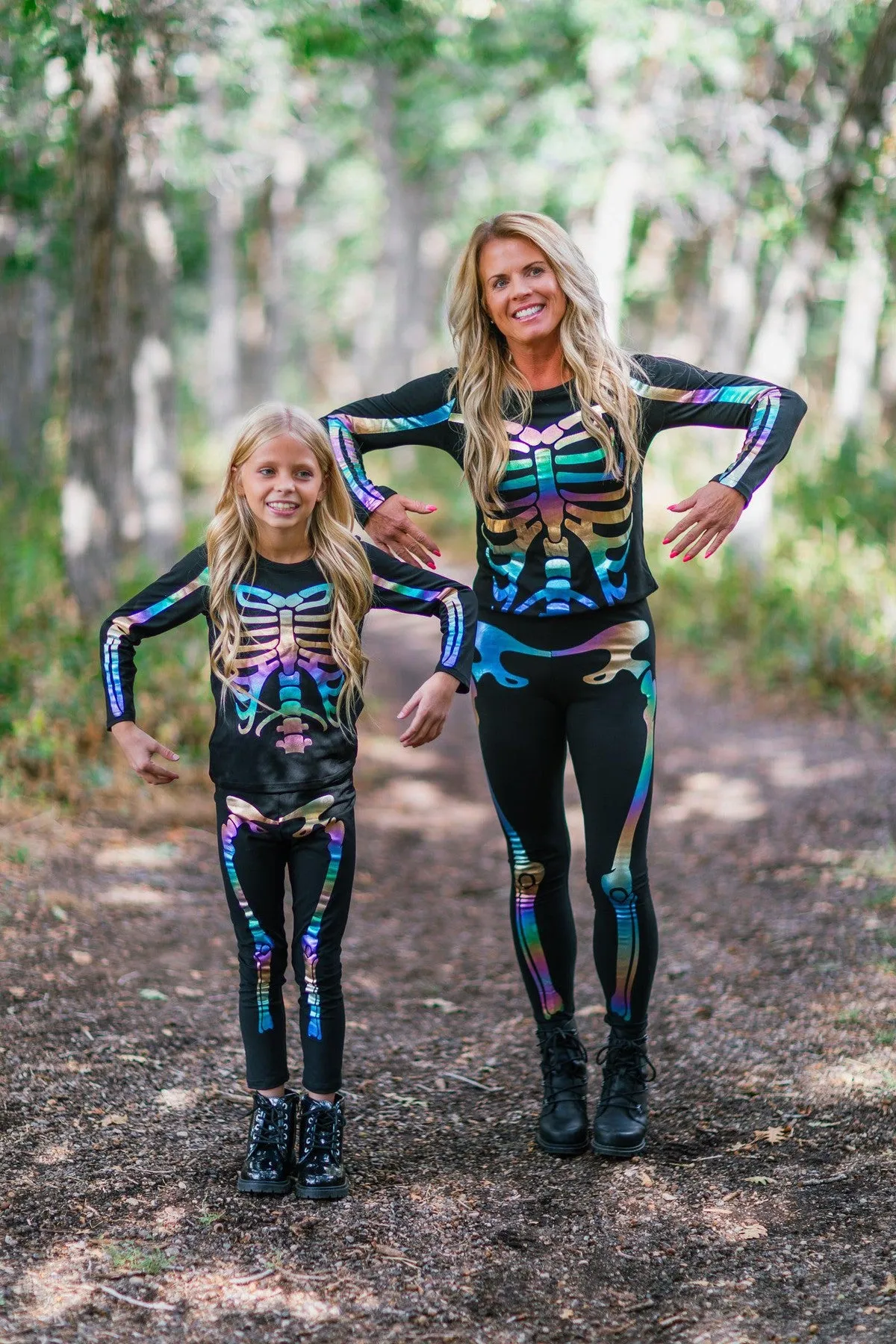 Mom & Me - Holographic Skeleton Costume Set