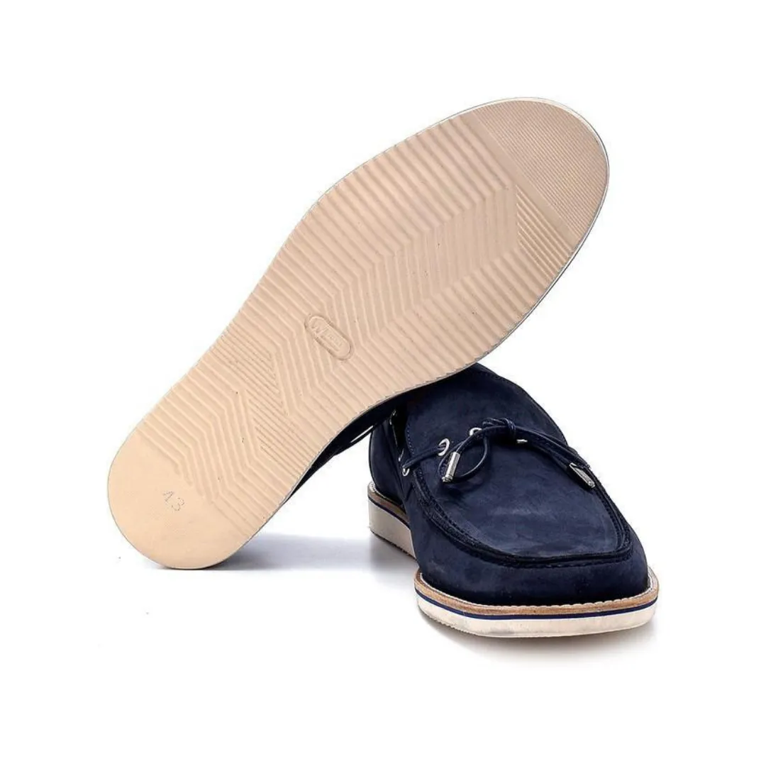 Navy Blue Men Leather Nubuck Loafer