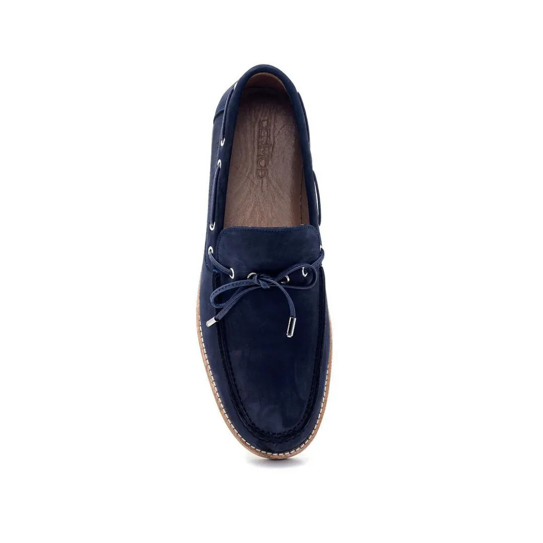 Navy Blue Men Leather Nubuck Loafer