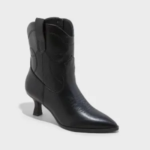 New - Universal Thread Women's Faux Leather Ankle Western Boots Louis Heel