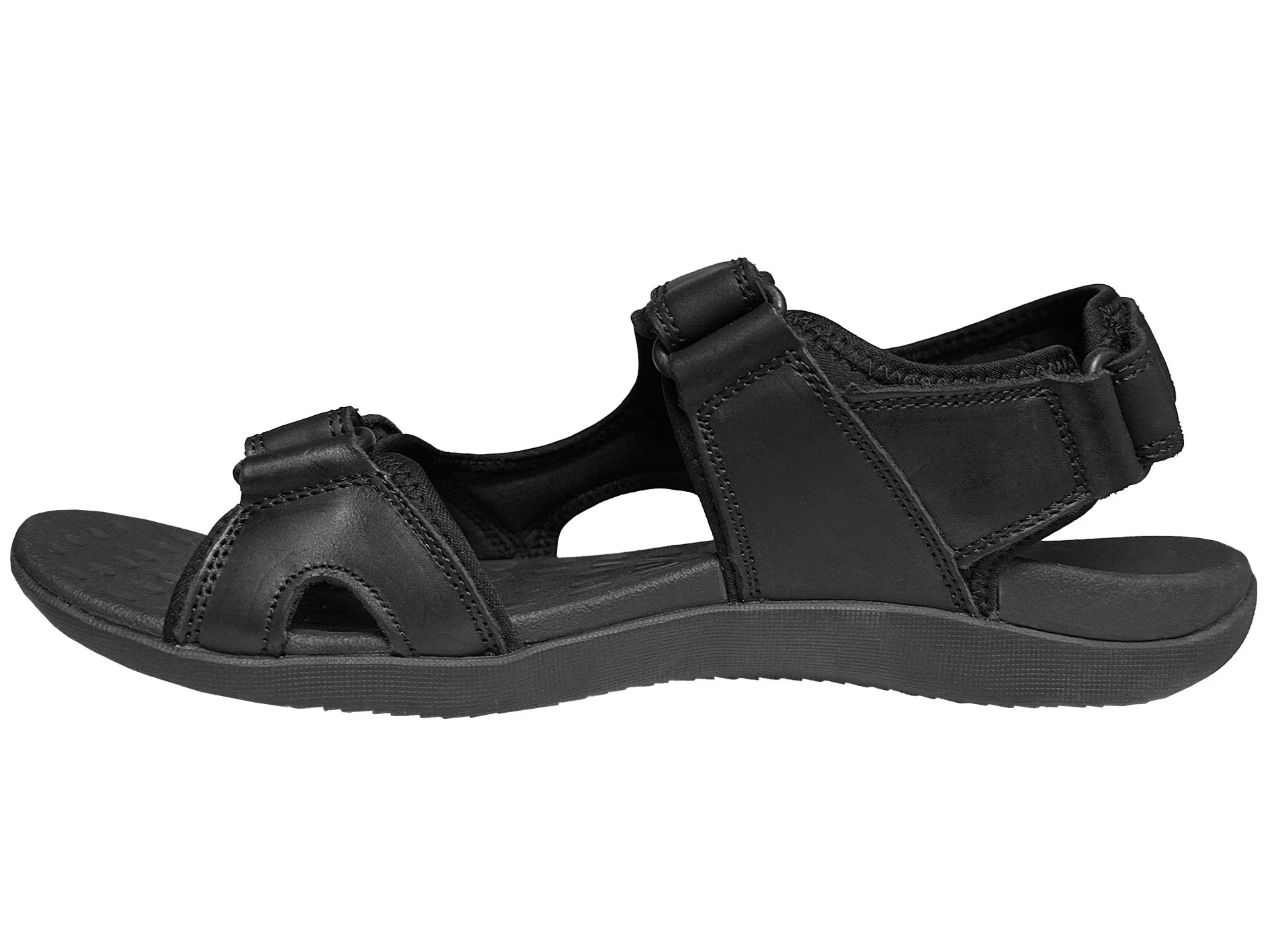 Scholl Men's Orthaheel Black Leather Back Strap Sandals