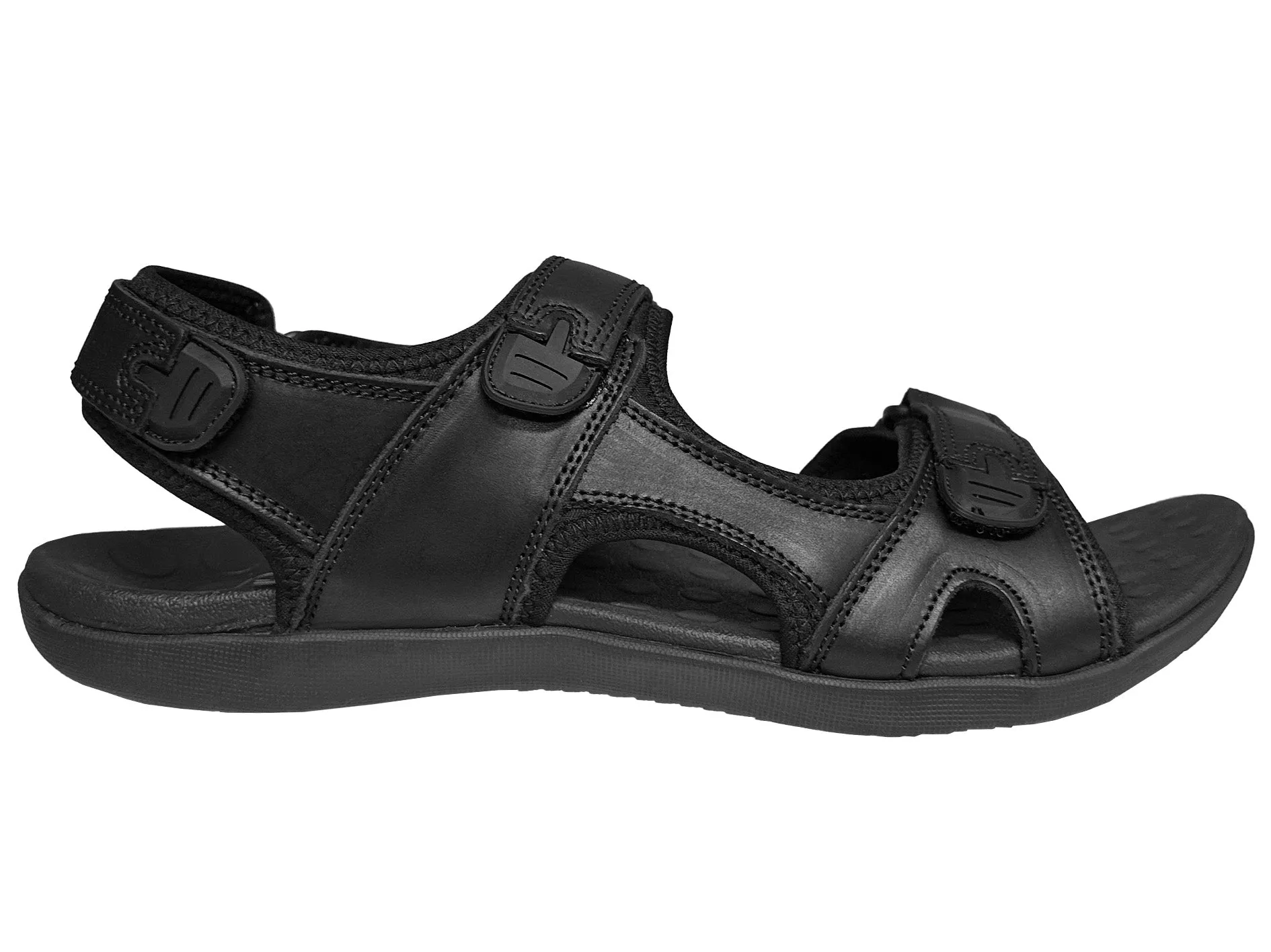 Scholl Men's Orthaheel Black Leather Back Strap Sandals