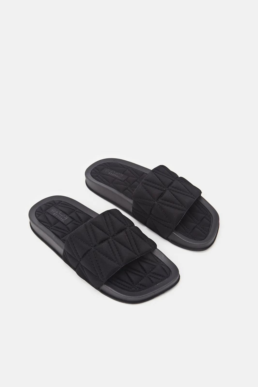 Women Black Sqaure Toe Slide