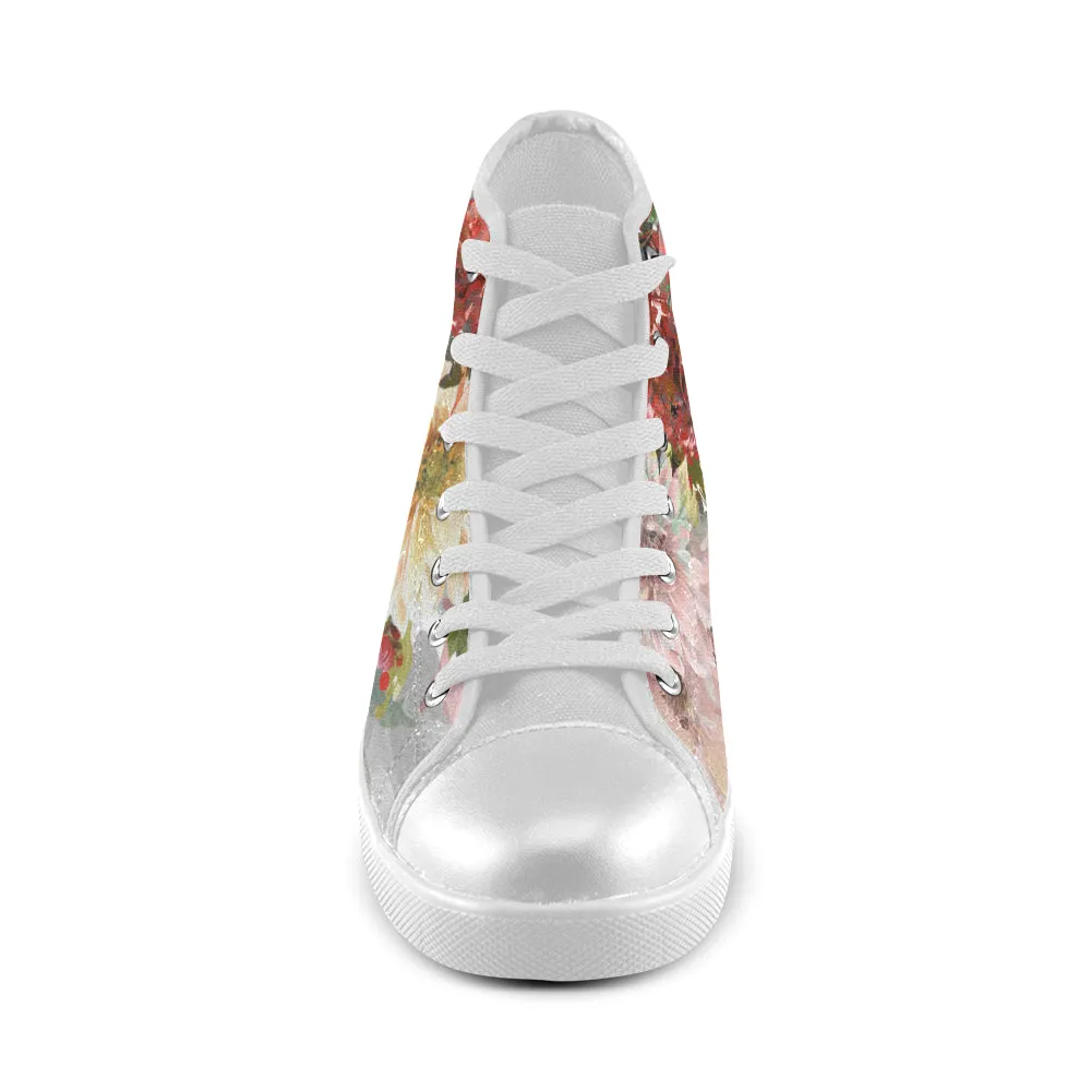 Women's Bouquet Floral Print Canvas High Top Shoes