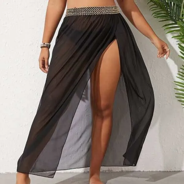 Women's Plus Size Breathable Mesh Split Beach Skirt