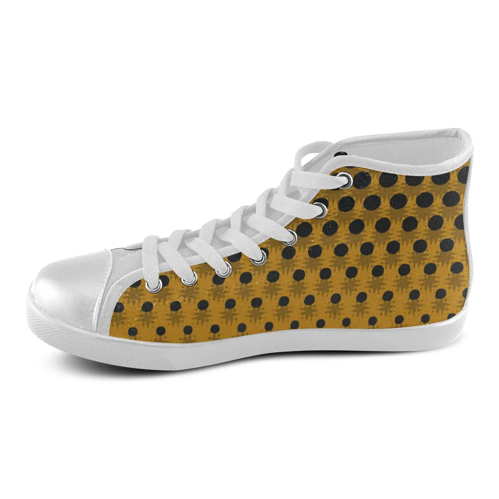 Women's Polka Print Canvas High Top Shoes