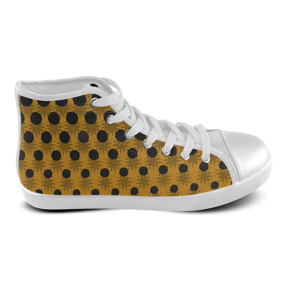 Women's Polka Print Canvas High Top Shoes