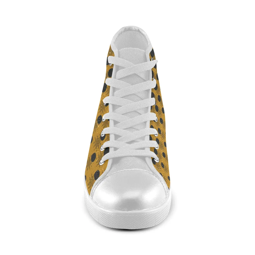 Women's Polka Print Canvas High Top Shoes